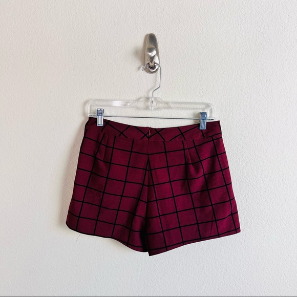 Maroon Black Grid Envelope Skirt Skort - Picture 9 of 9